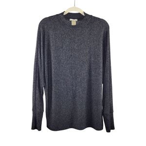 Matty M Textured Mock Neck Dolman Sleeve Sweater Women's Size M Heather Gray